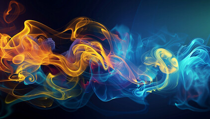 Poster - abstract background with colorful smoke and a clock, flowing shapes, in the style of digital art, a 