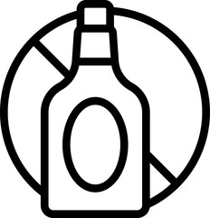 Poster - Line icon of a bottle with prohibition sign is representing no alcohol concept
