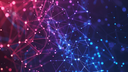 Poster - abstract digital background with blue and red glowing dots connected by lines forming an intricate p