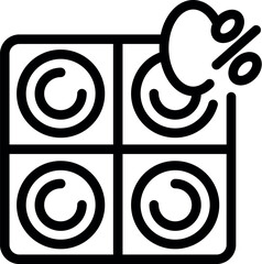 Wall Mural - Line art icon of a four section grid with a cloud and percentage symbol indicating a sale price
