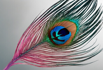 Fototapete - Colorful peacock feather isolated on transparent background