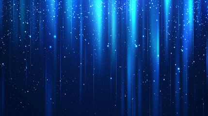 Wall Mural - Blue vertical background with glowing stripes, light effect and stars. Vector illustration of abstract blue rain on a dark background for a design element, banner or cover.