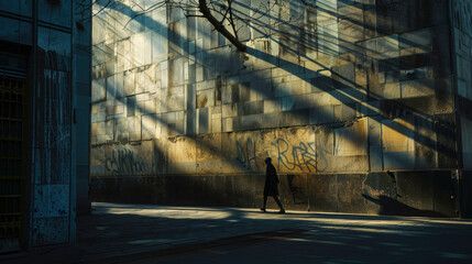 Urban street with shadows