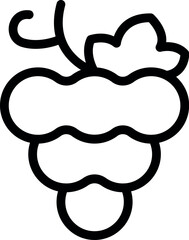 Sticker - Simple black and white line art illustration of a bunch of grapes growing on the vine
