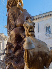 Wall Mural - Diana fountain in Siracusa old town (Ortigia). Sicily, southern Italy.