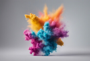 Wall Mural - explosion of colored powder isolated on transparent background