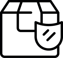 Poster - Cardboard box with a shield, representing the concept of package insurance and secure shipping
