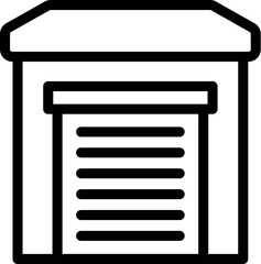 Poster - simple line icon of a garage building with a closed roller shutter door