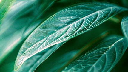 Green tropical plant close-up. 