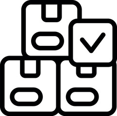 Poster - Line art icon of three cardboard boxes, one with a checkmark, representing a successful shipment