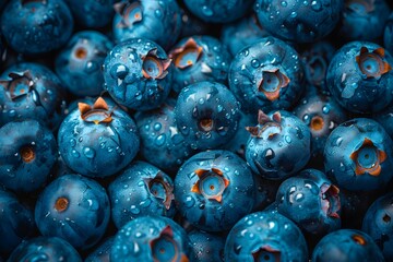 Wall Mural - Close-Up of Fresh Blueberries with Water Droplets - Ideal for Food and Health Design