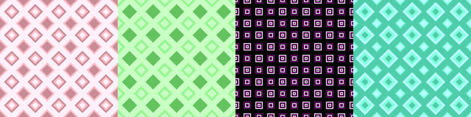 Poster - Seamless geometric threetone pattern set
