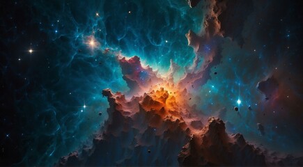 Wall Mural - a colorful nebula with stars and clouds in the background. ai.
