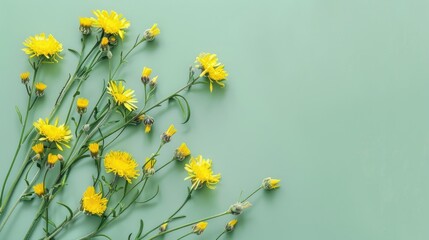 Sticker - Isolated green background with yellow wild plant crepis biennis