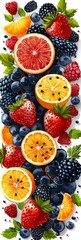 Wall Mural - Abstract Fruit Background With Oranges, Strawberries, and Berries