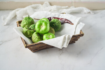 Wall Mural - Tomatillos, green tomatoes. Mexican cuisine ingredient