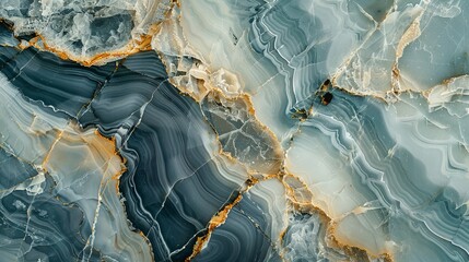 Aufkleber - Intricate Veins In Blue And Gold Marble Texture