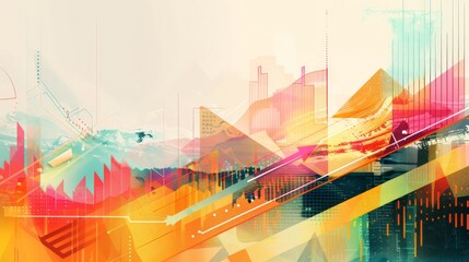 Poster - Abstract business graph with vibrant colors representing financial growth and market analysis. Perfect for modern business strategies and economic trends