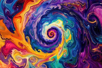 Poster - A vibrant and dynamic design featuring swirling colors on a dark background, perfect for use in designs where a pop of color is needed