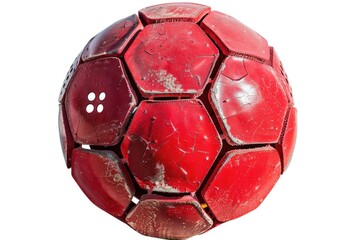 Poster - A single red soccer ball placed on a clean and white surface, ideal for sports-themed images or illustrations