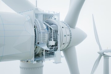Aufkleber - Detailed view of a modern turbine engine, showcasing advanced mechanical engineering and precision technology in industrial power generation systems