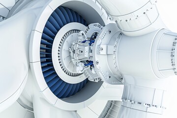 Aufkleber - Close-up of a modern turbine engine, showcasing advanced mechanical engineering and precision technology in industrial power generation