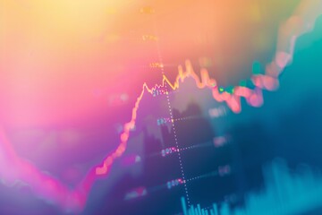 Poster - Stock market uptrend line graph analysis on pastel background for trend examination