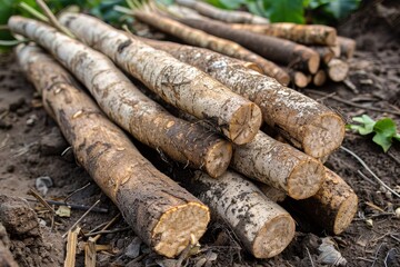 Poster - A group of yuca or cassava roots