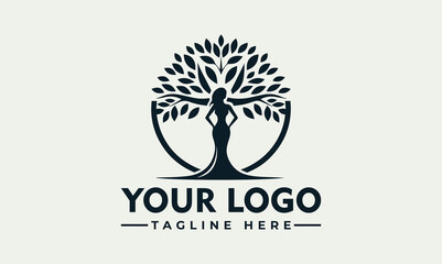 Sticker - Woman Tree Vector Logo Unleash the Harmony, Growth, and Feminine Essence of Nature in Your Brand