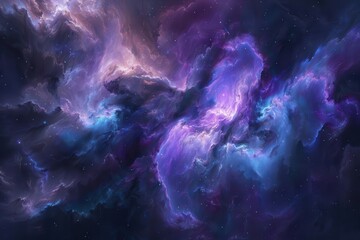 Wall Mural - breathtaking view of swirling nebula in deep space vibrant purples and blues illuminating cosmic dus