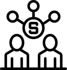 Poster - Line art icon of a currency exchange network connecting two businessmen