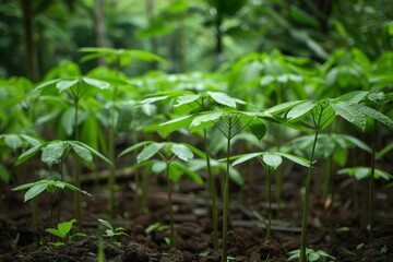 Wall Mural - Cassava seeds are planted in an Indonesian garden