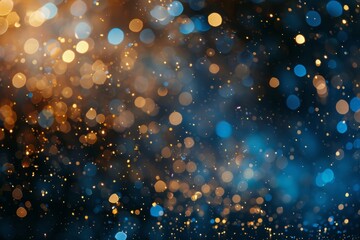 Poster - Vibrant gold and blue fireworks on new year s eve with bokeh effect, holiday abstract background