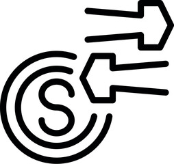 Poster - Black and white icon of a money transfer system sending money digitally and quickly