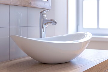 Wall Mural - A typical bathroom sink sitting on top of a wooden counter