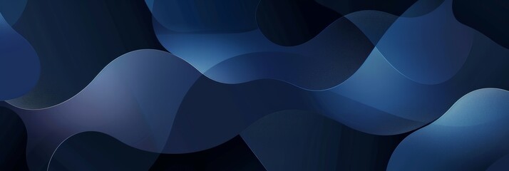 Poster - Abstract dark blue flowing shapes with soft gradients. Perfect for business and corporate backgrounds
