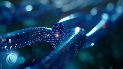 Poster - This Close up of digital chain links with binary code. Funding concept