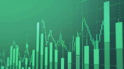 Aufkleber - Detailed financial graph with green lines on a dark background. Ideal for business presentations and economic reports