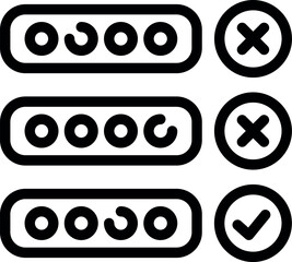 Poster - Loading bar icon set is showing progress and result with checkmark and cross icons