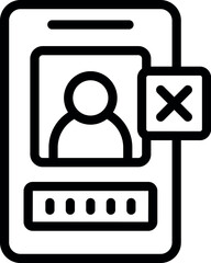 Poster - Line icon of a smartphone showing a user profile being deleted, concept for account removal
