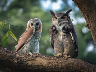 owls sitting on a tree