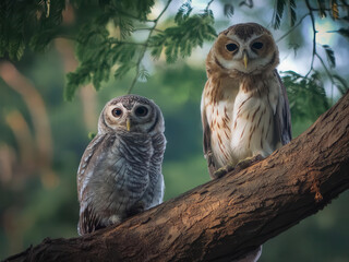 owls sitting on a tree