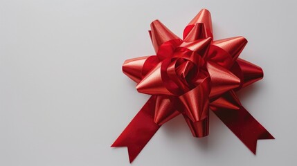 Poster - Large red bow for holiday on white backdrop