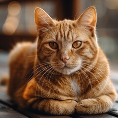 Wall Mural - Ginger Cat Portrait: A Look of Curiosity