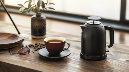 Poster - Coffee Break on a Wooden Table