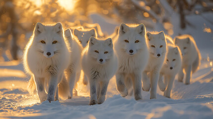 arctic a group of arctic foxes