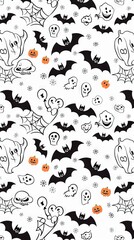 Sticker - Halloween Pattern Vector. Colorful Vector Pattern of Halloween in Minimalist Style