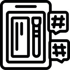Poster - Smartphone showing online shopping app with hashtags symbolizing social media marketing campaign