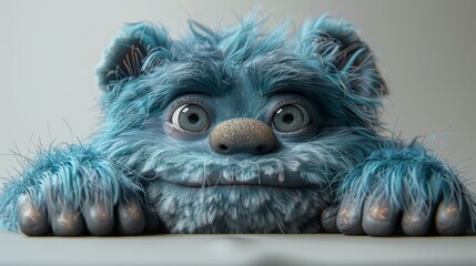 An adorable and funny cartoon troll waiting and watching over white characters in 3D