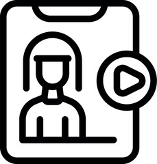 Poster - Icon of a student watching a video lesson on a smartphone, e learning concept